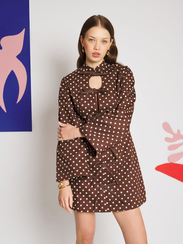 Arles Polka Dot Mini Dress Chocolate Brown / Z