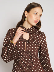 Arles Polka Dot Mini Dress Chocolate Brown / Z