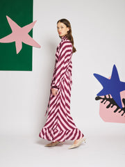 Menton Stripe Maxi Dress Burgundy, Pink / Z