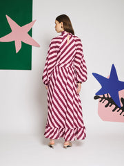 Menton Stripe Maxi Dress Burgundy, Pink / Z