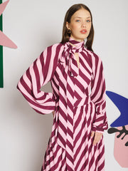Menton Stripe Maxi Dress Burgundy, Pink / Z