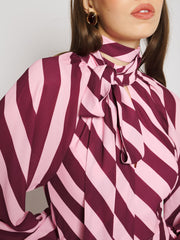Menton Stripe Maxi Dress Burgundy, Pink / Z