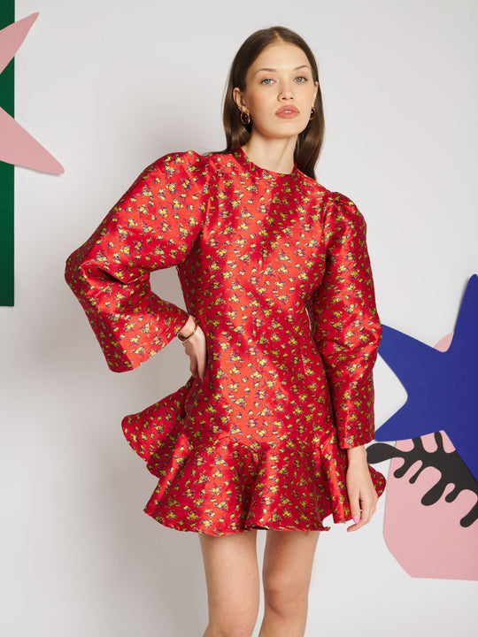 Delphine Jacquard Mini Dress Poppy Red / Z