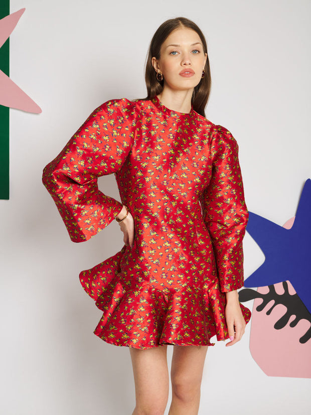 Delphine Jacquard Mini Dress Poppy Red / Z