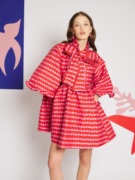 Clara Cherry Jacquard Mini Dress Carmin Red / Z