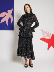 Elodie Spot Chiffon マキシワンピース