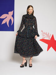 Elodie Spot Chiffon マキシワンピース