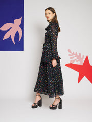 Elodie Spot Chiffon マキシワンピース