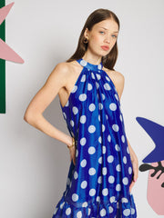 Marine Spot Organza Maxi Dress Royal Blue / Z