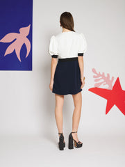 Bastien Colour Block Mini Dress Ivory, Deep Blue / Z