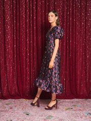Fortunes Jacquard Midi Dress Fushia, Black / Z