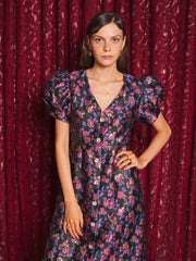 Fortunes Jacquard Midi Dress Fushia, Black / Z