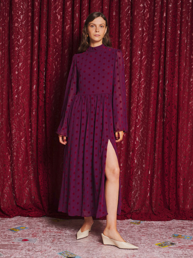 Destiny Spot Maxi Dress Burgundy Red / Z