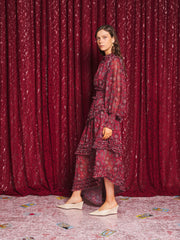 Mystic Muse Ruffle Dress Burgundy Red / Z