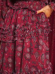 Mystic Muse Ruffle Dress Burgundy Red / Z