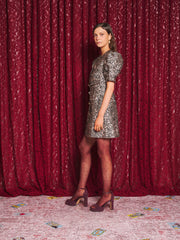 Charmed Jacquard Mini Dress Gold, Leopard / Z