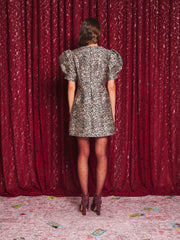 Charmed Jacquard Mini Dress Gold, Leopard / Z