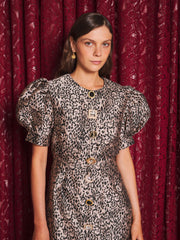 Charmed Jacquard Mini Dress Gold, Leopard / Z