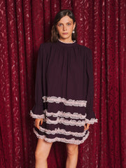 Whisper Lace Trim ミニワンピース