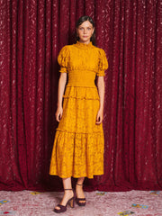 Aura Lace Midi Dress Mustard Yellow / Z