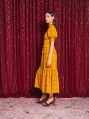 Aura Lace Midi Dress Mustard Yellow / Z