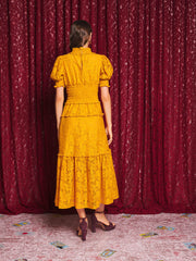 Aura Lace Midi Dress Mustard Yellow / Z