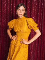 Aura Lace Midi Dress Mustard Yellow / Z