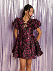 Estate Jacquard Mini Dress Red, Black / Z
