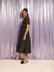 Joan Spot Midi Dress Gold & Black / Z