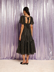 Joan Spot Midi Dress Gold & Black / Z