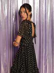 Joan Spot Midi Dress Gold & Black / Z