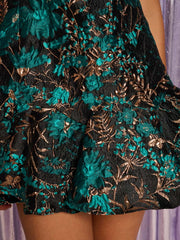 Parkside Jacquard Mini Dress Teal, Bronze, Black / Z