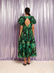 Manor Jacquard Midi Dress Emerald Green, Black / Z
