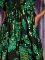 Manor Jacquard Midi Dress Emerald Green, Black / Z