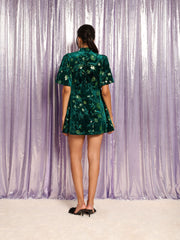 Palm Velvet Mini Dress Emerald Green / Z
