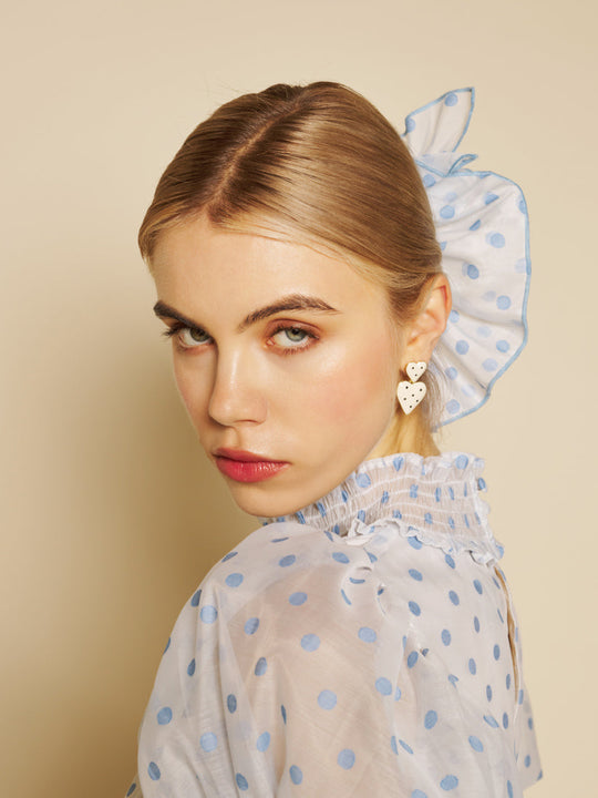 Stipple Spot Scrunchie Blue Spot & White / Z