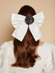 Klara Jacquard Hair Bow Ivory Cream / Z