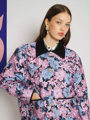Floral Canvas Jacquard Jacket Blue, Pink, Black / Z