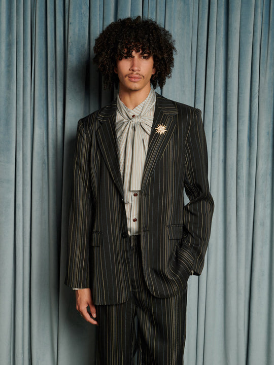 Richie Stripe Single Breasted Blazer Coal Black / Z