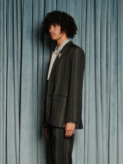 Richie Stripe Single Breasted Blazer Coal Black / Z