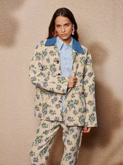 Cyrus Tapestry Jacket Cream, Indigo Blue / Z