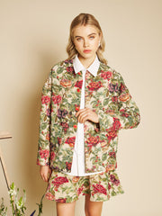 Petunia Tapestry Jacket Red, Green & Tan / Z