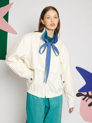 Louis Neck Tie Bomber Jacket Pearl Ivory / Z