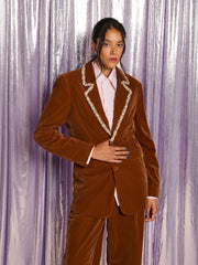 Tyler Velvet Single Breasted Blazer Tobacco Brown / Z