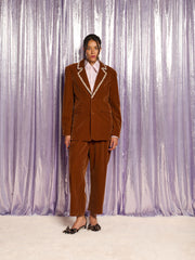 Tyler Velvet Single Breasted Blazer Tobacco Brown / Z