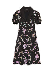 Ripple Bow Embellished ミディワンピース