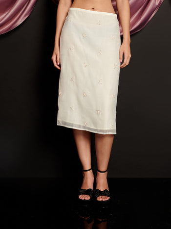 Lola Embellished Midi Skirt Pearl Ivory / Z