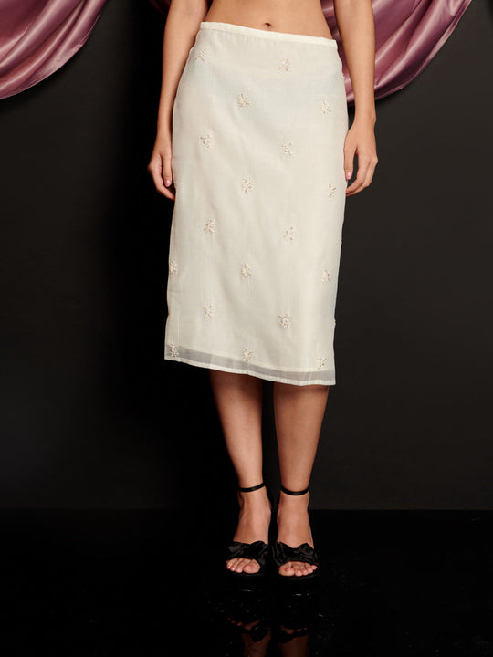 Lola Embellished Midi Skirt Pearl Ivory / Z