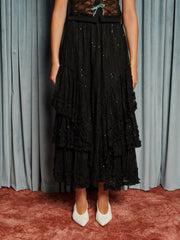 Eclipse Lace Midi Skirt Coal Black / Z