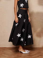 Glow Flora Midi Skirt Coal Black / Z